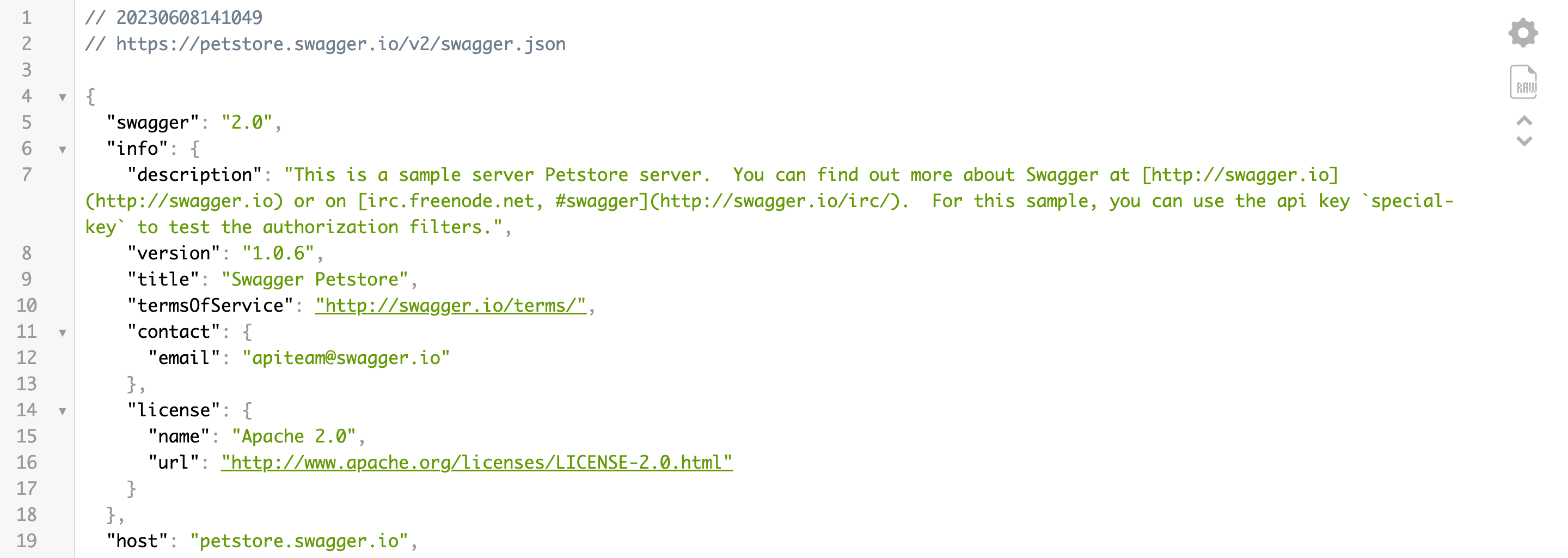 Petstore Swagger JSON (formatted)